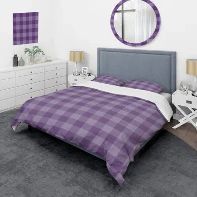 Design Art Purple Checked Tartan - Abstract Duvet Cover Set - Microfiber Polyester