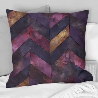 Design Art Purple Chevron  Charms I - Transitional Throw Pillow