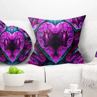 Design Art Purple Cold Mystical Heart - Floral Printed Pillow