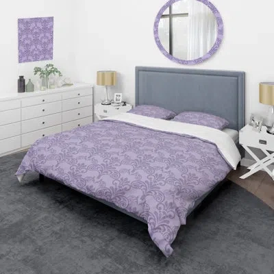 Design Art Purple Damask - Abstract Duvet Cover Set - Microfiber Polyester
