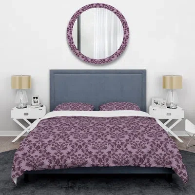 Design Art Purple Damask - Abstract Duvet Cover Set - Microfiber Polyester