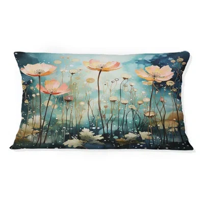 Design Art Purple Enchanted Gardens - Abstract Botanicals Printed Throw Pillow