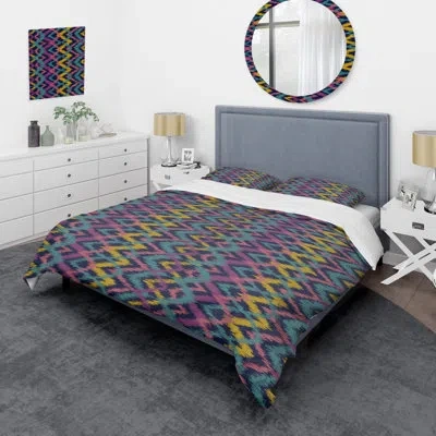 Design Art Purple Ethnic Pattern - Patterned Duvet Cover Set In Purple,yellow