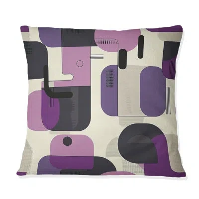 Design Art Purple  Geometric Retro - Geometric Retro Throw Pillow