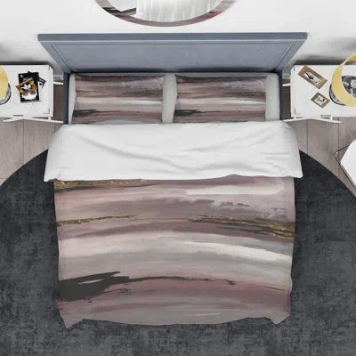 Design Art Purple Glam Storm Ii - Glam & Shabby Elegance Duvet Cover Set - Microfiber Polyester In Brown
