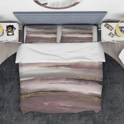 Design Art Purple Glam Storm Iv - Glam & Shabby Elegance Duvet Cover Set - Microfiber Polyester In Brown