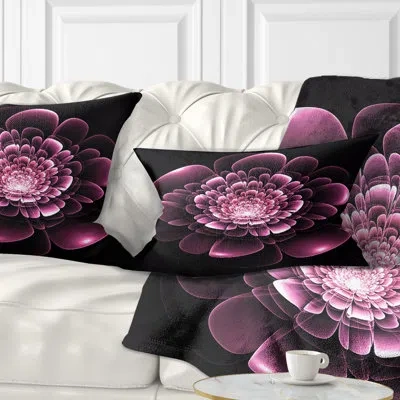 Design Art Purple Glossy Typical Fractal Flower - Floral Printed Throw Pillow