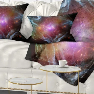 Design Art Purple Lights Of Network - Abstract Printed Pillow