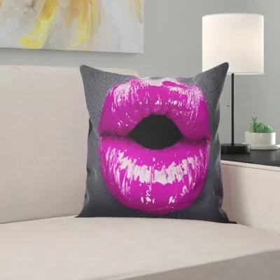 Design Art Purple Lip Makeup - Sensual Printed Pillow
