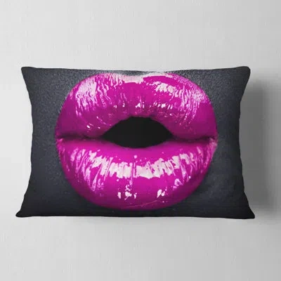 Design Art Purple Lip Makeup - Sensual Printed Throw Pillow