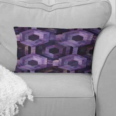 Design Art Purple Midcentury Hexagon - Midcentury Lumbar Pillow