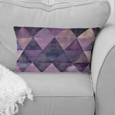 Design Art Purple  Midcentury Triangle Pattern Iv - Midcentury Lumbar Pillow