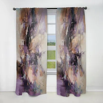 Design Art Purple Minimalism Enchantment - Modern Velvet Curtain - Room Darkening - 1 Panel In Purple;cream