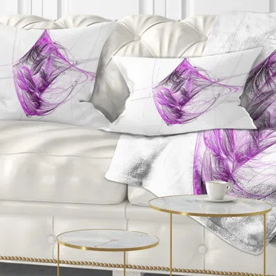 Design Art Purple On White Fractal - Abstract Printed Pillow