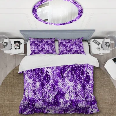 Design Art Purple Ornamental Snake Skin Ii - Animals Duvet Cover Set - Microfiber Polyester