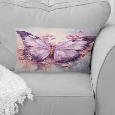 Design Art Purple Pink Animal Lavender Butterfly - Butterfly Printed Throw Pillow In Pink;purple