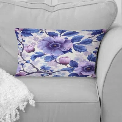 Design Art Purple Pink Secret Floral Gardens I - Traditional Lumbar Pillow In Pink;purple