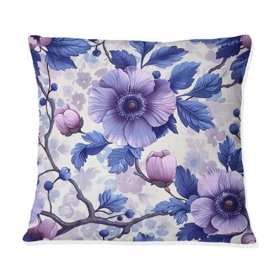 Design Art Purple Pink Secret Floral Gardens I - Traditional Throw Pillow In Pink;purple