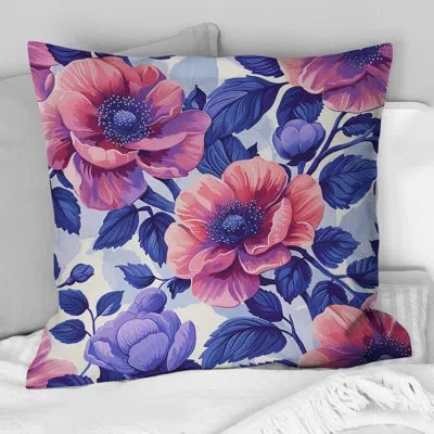 Design Art Purple Pink Secret Floral Gardens Ii - Traditional Throw Pillow In Pink;purple