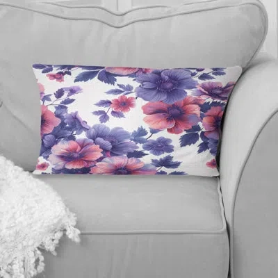 Design Art Purple Pink Secret Floral Gardens Iii - Traditional Lumbar Pillow In Pink;purple