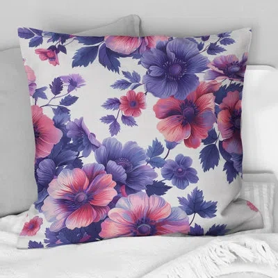 Design Art Purple Pink Secret Floral Gardens Iii - Traditional Throw Pillow In Pink;purple