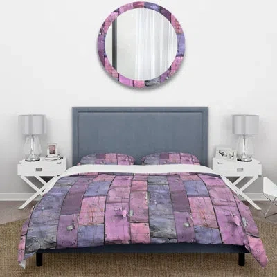 Design Art Purple Reclaimed Wood I - Farmhouse Duvet Cover Set