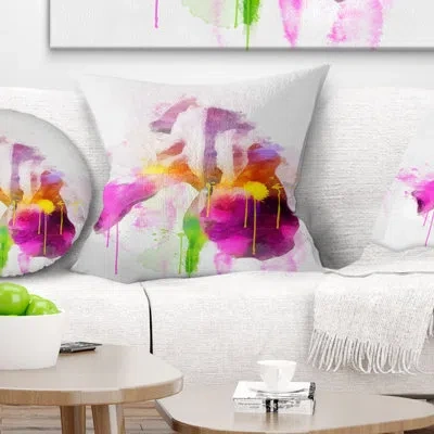 Design Art Purple Rose Watercolor - Floral Printed Pillow