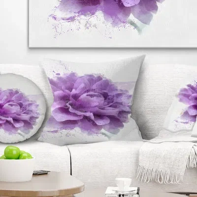 Design Art Purple Rose Watercolor - Floral Printed Pillow