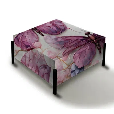 Design Art Purple Ruby Dragonfly Wings - Animal Print Large Square Ottoman