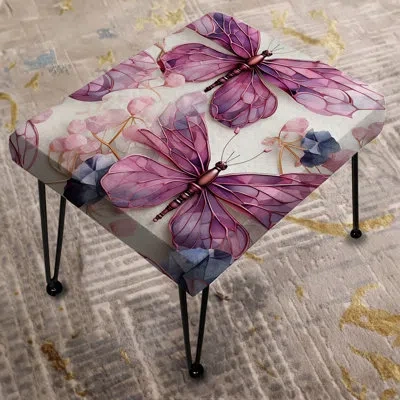 Design Art Purple Ruby Dragonfly Wings - Animal Print Rectangle Ottoman