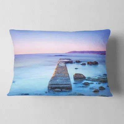 Design Art Purple Sea And Sky - Sea & Shore Printed Throw Pillow