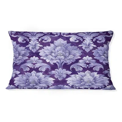 Design Art Purple Silver Damask Beauty Iii - Traditional Lumbar Pillow In Purple;silver