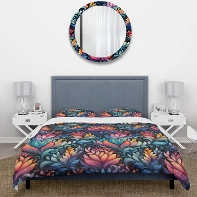 Design Art Purple Tribal Damask Blend I Duvet Cover Set
