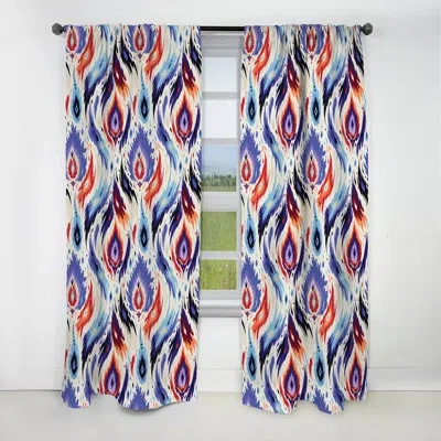 Design Art Purple Tribal Ikat Harmony Embrace - Ikat Curtain - Blackout Ikat Curtain - 1 Panels In Orange;purple