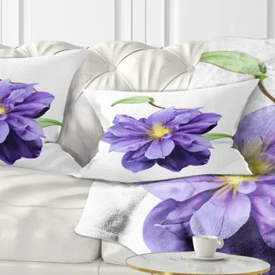 Design Art Purple Watercolor Summer Flower - Floral Printed Throw Pillow