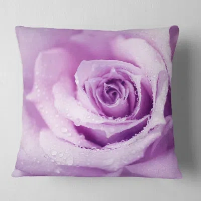 Design Art Purple Wet Rose Background - Floral Printed Pillow