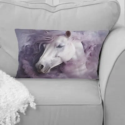 Design Art Purple White Horse Ethereal Essence - Horse Printed Throw Pillow In White;purple
