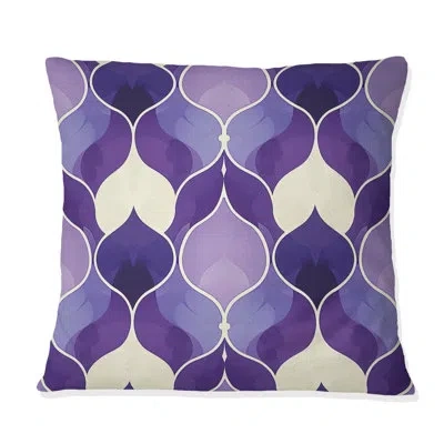 Design Art Purple White Midcentury Trellis - Midcentury Throw Pillow In White;purple