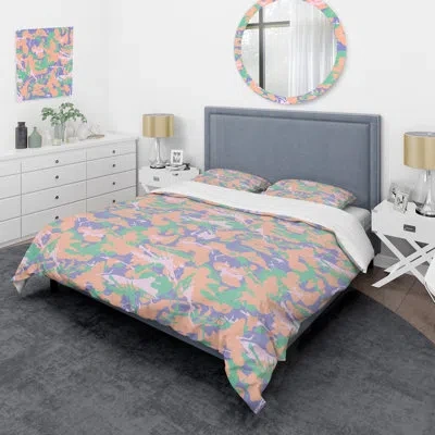Design Art Purple/orange Microfiber 2 Piece Duvet Cover Set In Orange;purple