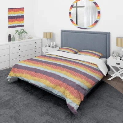 Design Art Purple/yellow/pink Microfiber 3 Piece Duvet Cover Set In Purple,yellow,pink