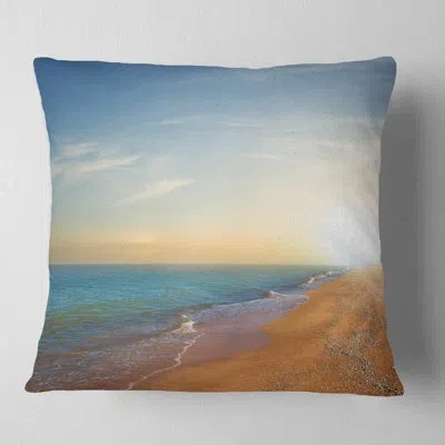 Design Art Quiet Evening Blue Beach - Sea & Shore Printed Pillow