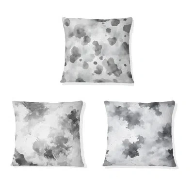 Design Art Quiet Ink Forms - Modern Black Printed Throw Pillow In White;black