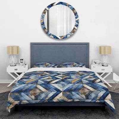 Design Art Qunita Duvet Cover Set In Blue;beige