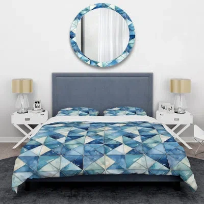 Design Art Rachila Duvet Cover Set In Blue;white