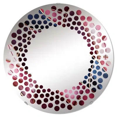 Design Art Radiant Glamour Deep Burgundy Marlbe - Polka Dot Wall Mirror Circle In Gold;pink