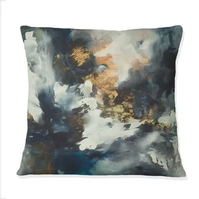 Design Art Radiant Muse Emergence Iii - Abstract Painting Printed Throw Pillow In Blue;gold