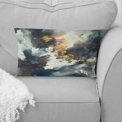 Design Art Radiant Muse Emergence Iii - Abstract Painting Printed Throw Pillow In Blue;gold