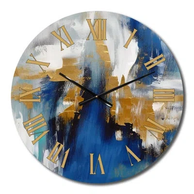 Design Art Radiant Muse Emergence Iv Metal Wall Clock In Blue;gold