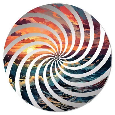 Design Art Rainbow Beach Sunset Ii Frameless Accent Mirror In Pink