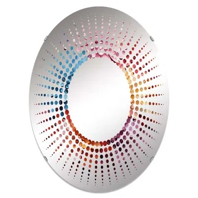 Design Art Rainbow Blooms Whimsy - Starburst Decorative Mirror|oval In Blue;black;green;gray;white;red;yellow;p